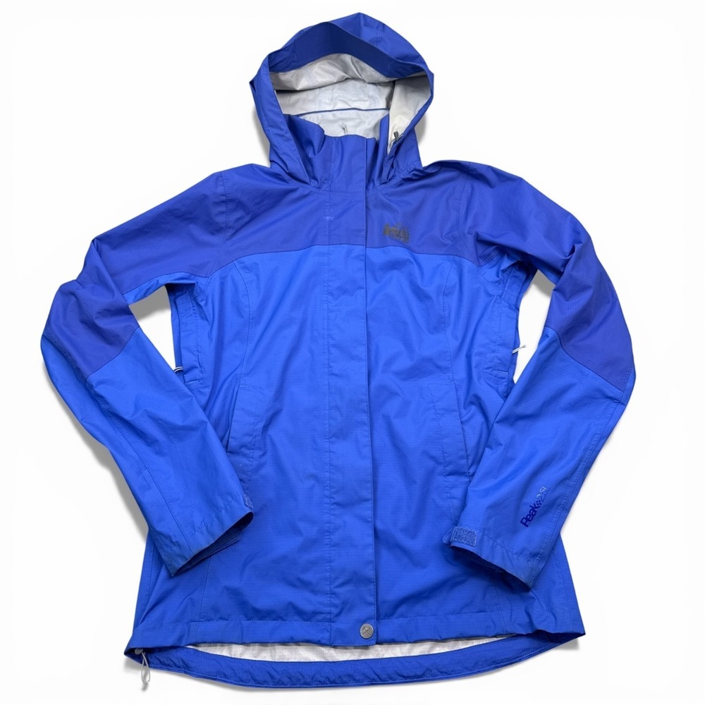 REI Co-op Peak 2.5L Packable Jacket Womens‎ Size XS Blue Hooded Full Zip